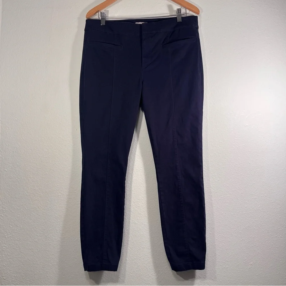 LOFT Dark Blue Trousers straight leg style pockets in front and back women’s 12 - Picture 2 of 13